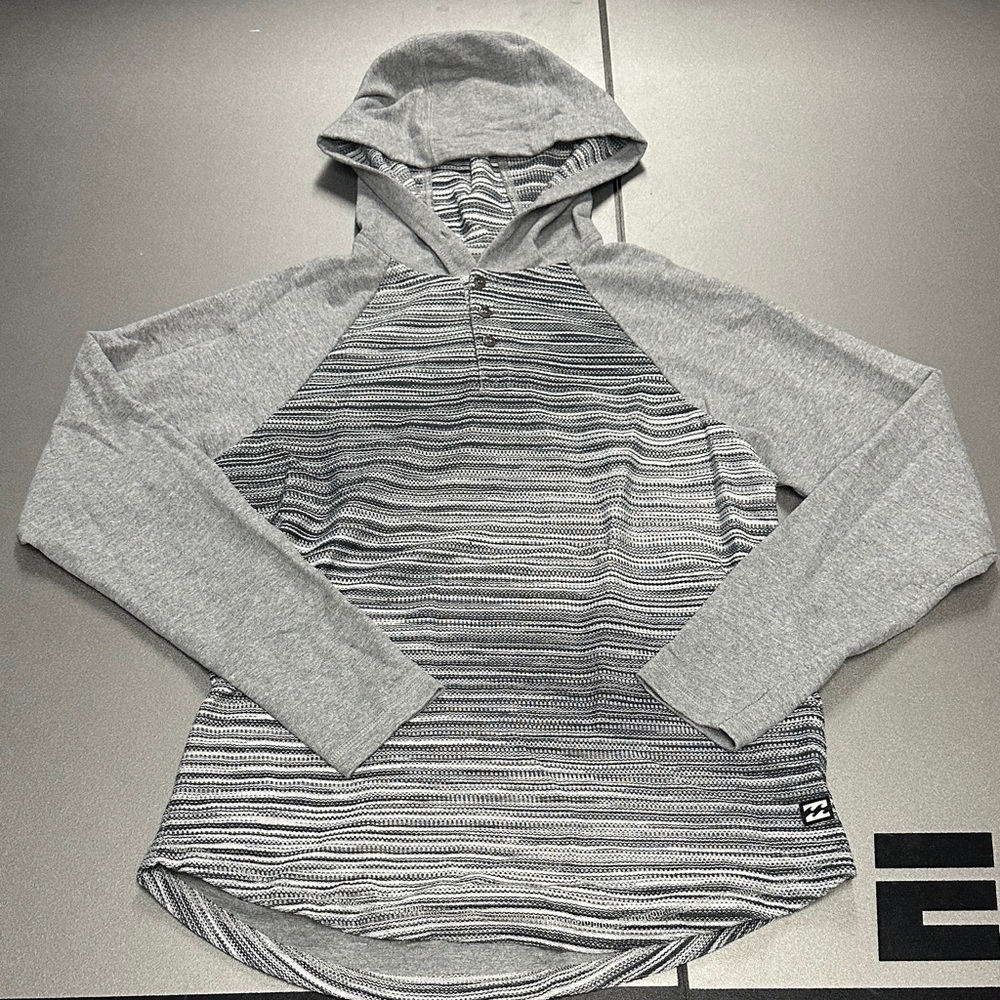 Billabong Grey Striped Hoodie Shirt